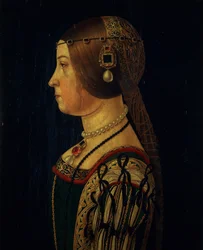 Porträtt av Barbara Pallavicino, ca 1520-28 (panel)